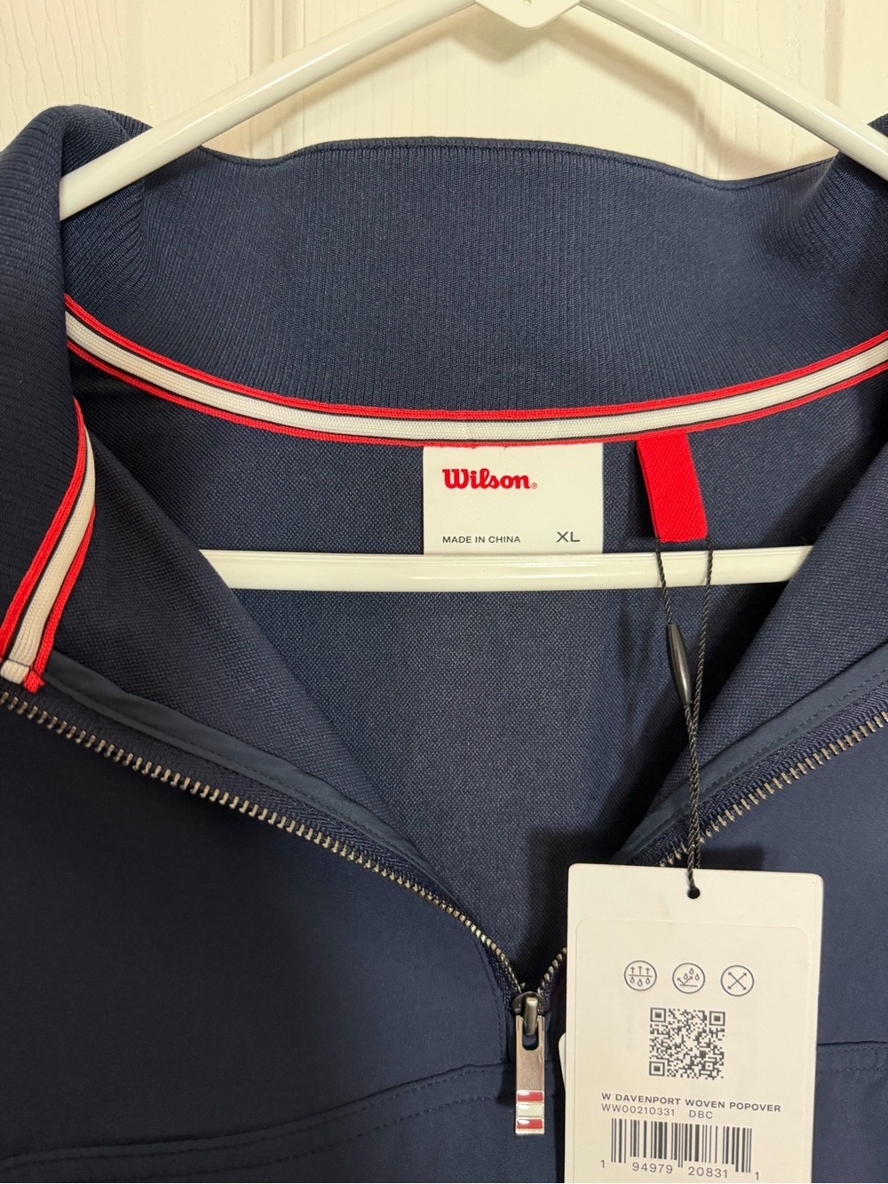 Wilson Davenport Woven Popover Women's Navy Quarter-Zip Pullover Top XL NWT - Picture 8 of 8
